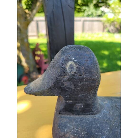 Vintage Duck Decoy, Wood Folk Art, Primitive Carved, Autumn Decor - Picture 7 of 8